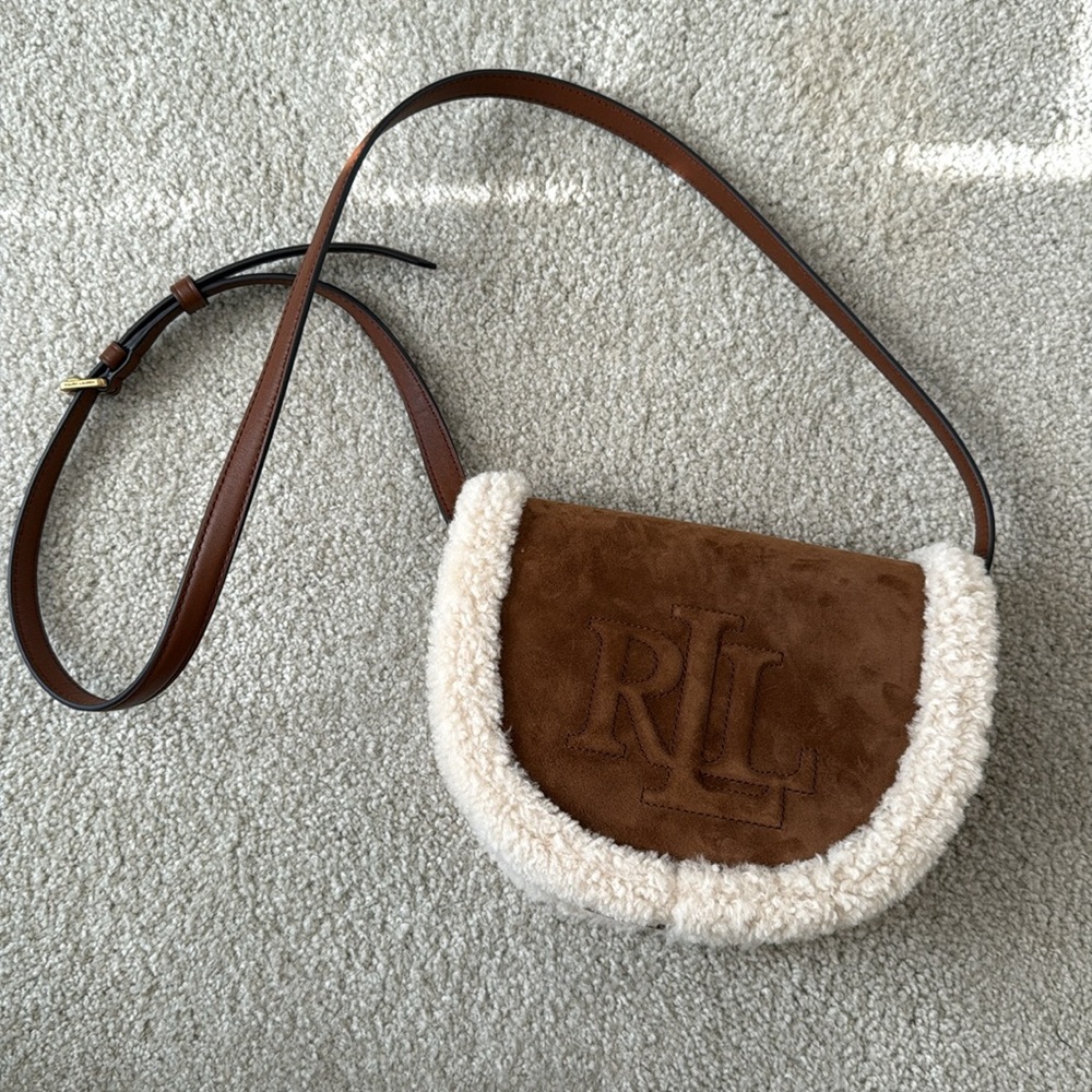 NWOT Lauren Ralph Lauren Suede Sherpa Crossbody
